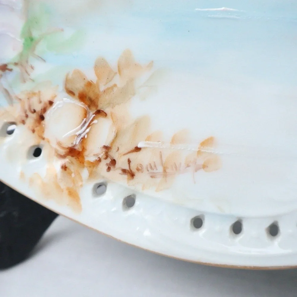 4 Antique Bavaria Rosenthal Savoy Porcelain Sea Shell Plates Gold Gilt Trim